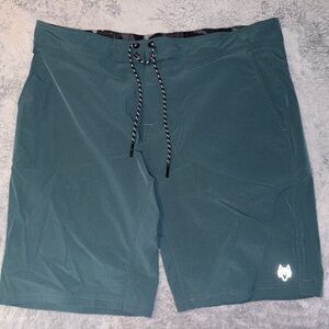 Men's Dark Green Athletic Shorts with Drawstring